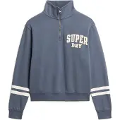 Superdry för kvinnor. W2012197A Athletic Essentials sweatshirt med halv dragkedja och applikation blå (XS), Casual, Bomull