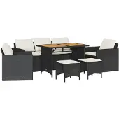vidaXL Loungegrupp med dynor 6 delar svart konstrotting