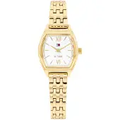 Tommy Hilfiger Square White Dial Gold Plated Chain Link Watch