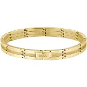 HUGO BOSS Gold-effect striped cuff with logo clasp