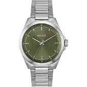 HUGO Seam stainless-steel watch with green textured dial