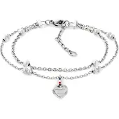 Tommy Hilfiger Stainless Steel Heart Charm Layered Bracelet