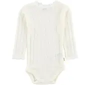 Joha Body - Ull/Silke - l/ä - Creme m. Hålmönster - - 80 - Body L/Ä