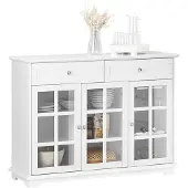 SoBuy Buffé server skänk Vitrinskåp Konsolbord Skänk Sideboard FSB77-W