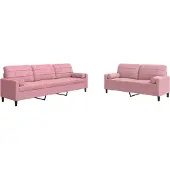 vidaXL Soffgrupp med dynor och bolster 2 delar rosa sammet