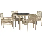 vidaXL Trädgårdsmöbelset 5 pcs Beige konstrotting