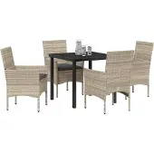 vidaXL Trädgårdsmöbelset med kudde 5 pcs Ljusgrå Poly rattan