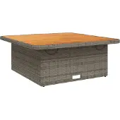 vidaXL Trädgårdsbord grå 110x110x71 cm konstrotting och akaciaträ