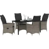 vidaXL Trädgårdsmöbelset med kudde 5 pcs Grå Poly rattan