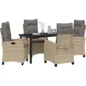 vidaXL Trädgårdsmöbelset med kudde 5 pcs Beige konstrotting