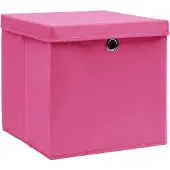 vidaXL Förvaringslådor med lock 10 st 28x28x28 cm rosa