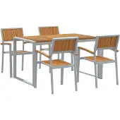 vidaXL Trädgårdsmöbelset 5 pcs Grå Massivt Akaciaträ
