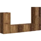 vidaXL TV-bänkset Väggmonterad 4 pcs Gammalt trä Konstruerat trä