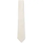 BOSS Checked tie in Italian-made linen and silk