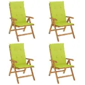 vidaXL Fällbara fåtöljer med dynor, 4 st, massivt trä, teak