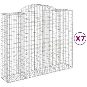 vidaXL Gabioner bågformade 7 st 200x50x160/180 cm galvaniserat järn