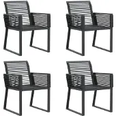 vidaXL Trädgårdsstolar set om 4 svart konstrotting, trädgårdsstol, patio stol, trädgårds matstol, 4008114
