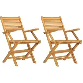 vidaXL Hopfällbara trädgårdsstolar 2 st 55x62x90 cm massiv teak