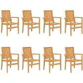 vidaXL Stapelbara trädgårdsstolar 8 st 56,5x57,5x91 cm massiv teak