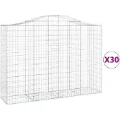 vidaXL Gabioner bågformade 30 st 200x50x140/160 cm galvaniserat järn