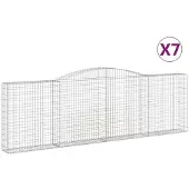 vidaXL Gabioner bågformade 7 st 400x30x120/140 cm galvaniserat järn