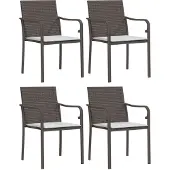 vidaXL Trädgårdsstolar 4 st med dynor brun 56x59x84 cm konstrotting