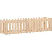 vidaXL Odlingslåda med staket-design 200x50x50 cm massiv furu