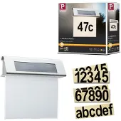 Paulmann 93765 4000870937655 Solcells-husnummerbelysning 0.2 W Varmvit Rostfritt stål, Vit