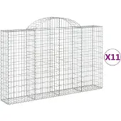 vidaXL Gabioner bågformade 11 st 200x30x120/140 cm galvaniserat järn