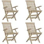 vidaXL Hopfällbara trädgårdsstolar 4 st grå 56x61x89 cm massiv teak