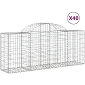 vidaXL Gabioner bågformade 40 st 200x50x80/100 cm galvaniserat järn