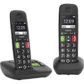 Gigaset E290A Duo stort trådlöst telefonset med telefonsvarare – svart