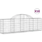 vidaXL Gabioner bågformade 18 st 200x30x60/80 cm galvaniserat järn