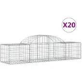 vidaXL Gabioner bågformade 20 st 200x50x40/60 cm galvaniserat järn