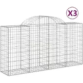 vidaXL Gabioner bågformade 3 st 200x50x100/120 cm galvaniserat järn