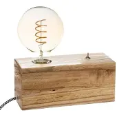 Atmosphera Lampa Med Träbas E27