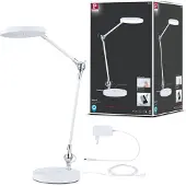 Paulmann LED skrivbordslampa Numis, dimbar, Vitt / opal, Arbetsrum / kontor, Aluminium / grå / zink, Modern, LED-bordslampa
