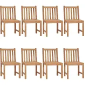 vidaXL Trädgårdsstolar 8 st med dynor massiv teak