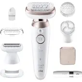 Braun Silk-épil 9 Flex 9-360 3D, Rosa, Vit, 40 pincetter, MicroGrip, 0,5 mm, Batteri, Inbyggt batteri