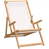 vidaXL Hopfällbar strandstol massiv teak gräddvit