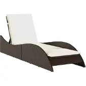 vidaXL Chaise Longue med Kuddar, Vilobädd med Justerbart Ryggstöd, Solbädd, Utomhusmöbel, Modern, 368279