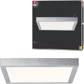 Paulmann Lunar LED-panel, kantig, krom, 40 x cm, Aluminium / grå / zink, Vardagsrum / matsal, Aluminium / grå / zink, LED-panel