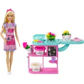 Barbie Blomsterdocka & Lekset, Blommakapstillverkningsstation med Mögel, 3 Färger av Deg & Tillbehör