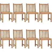 vidaXL Trädgårdsstolar 8 st med dynor massiv teak
