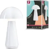 Paulmann LED-bordslampa Onzo, vit, plast, IP44 dimbar, Vitt / opal, Vardagsrum / matsal, Syntetmaterial, Modern