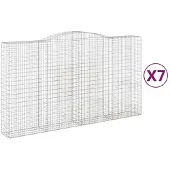 vidaXL Gabioner bågformade 7 st 400x50x220/240 cm galvaniserat järn