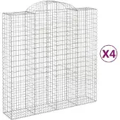 vidaXL Gabioner bågformade 4 st 200x50x200/220 cm galvaniserat järn