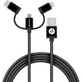 Ginza.se Champion: USB-A till Lightning, USB-C och Micro-USB 1,5m Svart