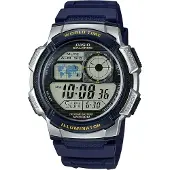Casio Herr Illuminator Världstid Klocka - 5 Alarm & 10 Års Batteri Svart Grå (Ø 40 mm/Ø 43 mm)