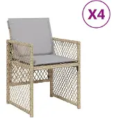 vidaXL Trädgårdsstolar med kuddar set om 4 blandning beige 364955